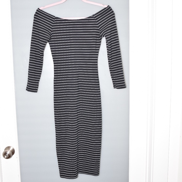 zara striped off the shoulder dress Outfit: Zara off-shoulder dress, Zinda platform sandals